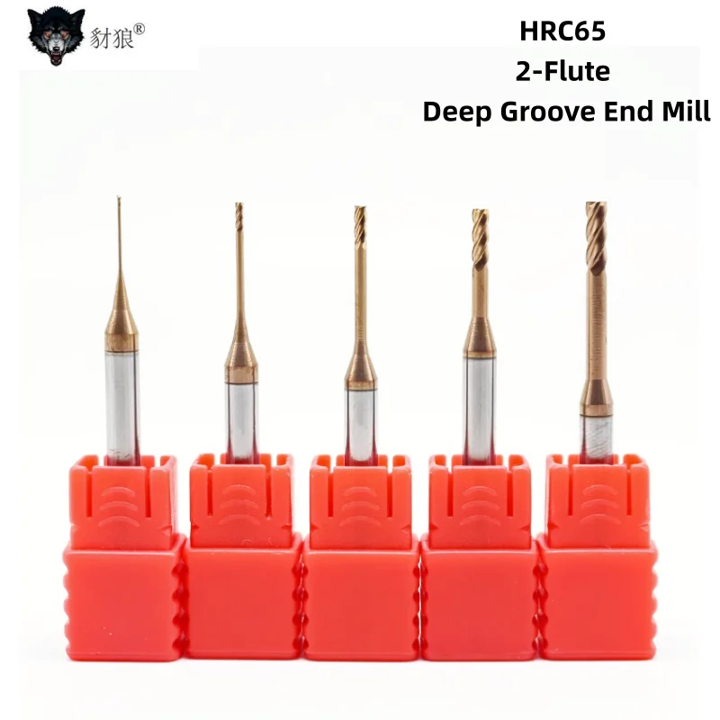

HRC65 2 Flute Carbide Micro End Mill CNC Tungsten steel Deep Groove Long Neck Endmill 0.2mm Processing Router Bit Milling Cutter