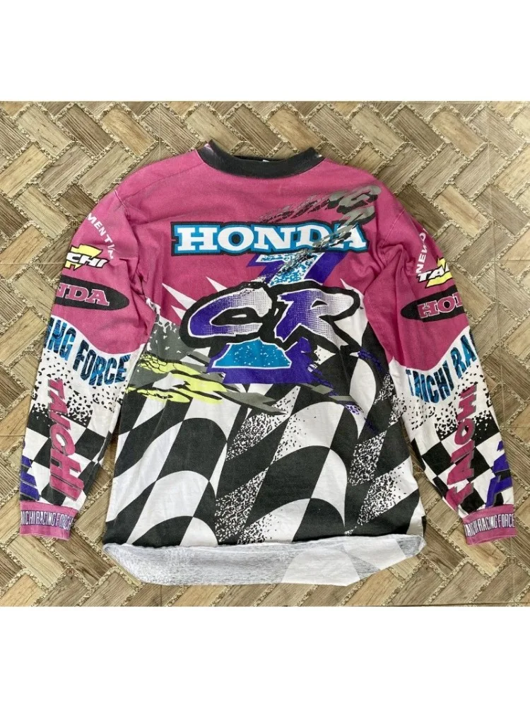 AliExpress Vintage Honda Moto Cycling Event Uniform Men Women Motorcycle Racing Enthusiasts Long Sleeved Tee Motocross Breathable Jersey