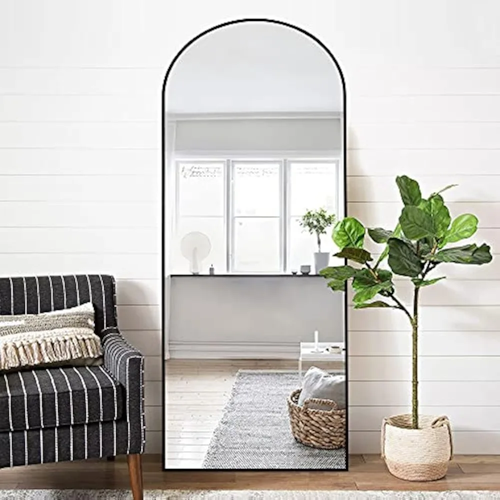 NeuType Arched Full Length Mirror Standing Hanging or Leaning Against Wall, Oversized Large Bedroom Floor Dressing , Aluminum