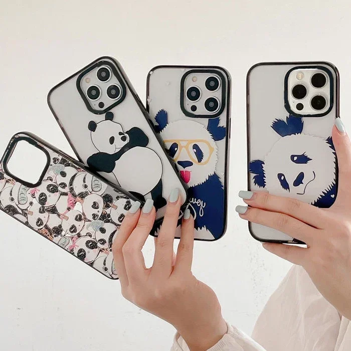 

2.0 Version Acrylic Upgrade Border Panda Phone Case Cover for IPhone 11 12 13 14 15 Pro Max Case for IPhone 15 Pro Max