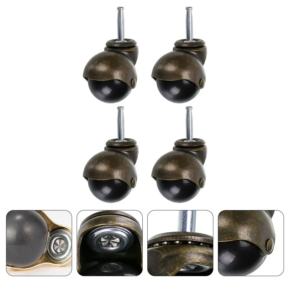 

4pcs 1 5 Inch Ball Caster Gold Furniture Wheels Office Chair Casters Desk Replacement Heavy Duty Stem Caster Smooth