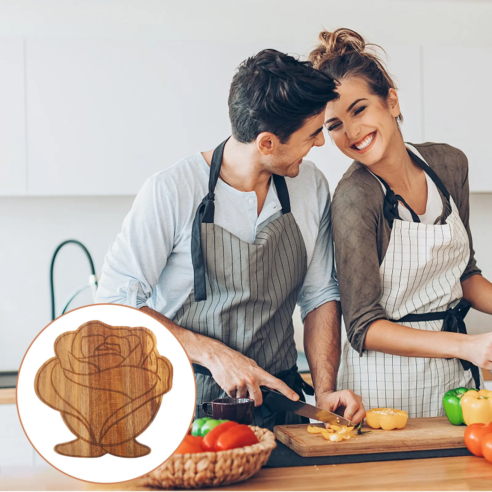 

Wooden Rose Shape Cutting Board Decorative Kitchen Serving Platter Cheese Fruit Meat Board Charcuterie Serving Platter
