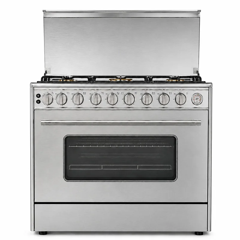 Gas Stove and Oven Combo 6-Burner Stainless Steel Gas Stove, Freestanding Household Stove, 8 Heat Control Knobs(Customized)