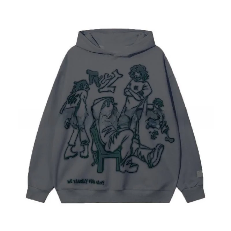 سترة بغطاء للرأس رقمية ثلاثية الأبعاد من Aelfric Eden مطبوعة كلاسيكية وأكمام طويلة كبيرة الحجم ملابس الشارع من ألياف البوليستر برقبة دائرية #4