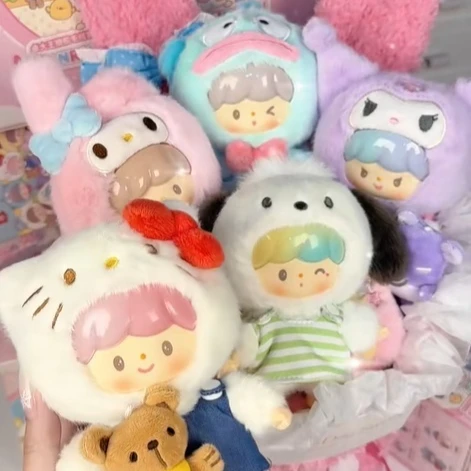 

Подлинные персонажи Sanrio X Zzoton Love-League Buddies серии виниловая плюшевая глухая коробка Hellokitty Kuromi плюшевая подвеска милый подарок