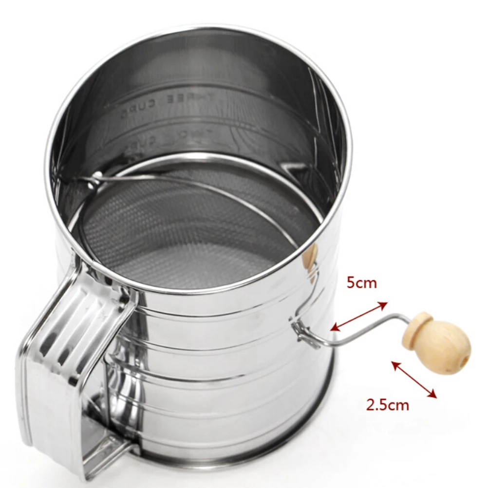 

Hand Press Flour Sieve Small Baking Bamboo Stainless Steel Powdered Sugar Net Fine Mesh Sifter Strainer Cake Filter