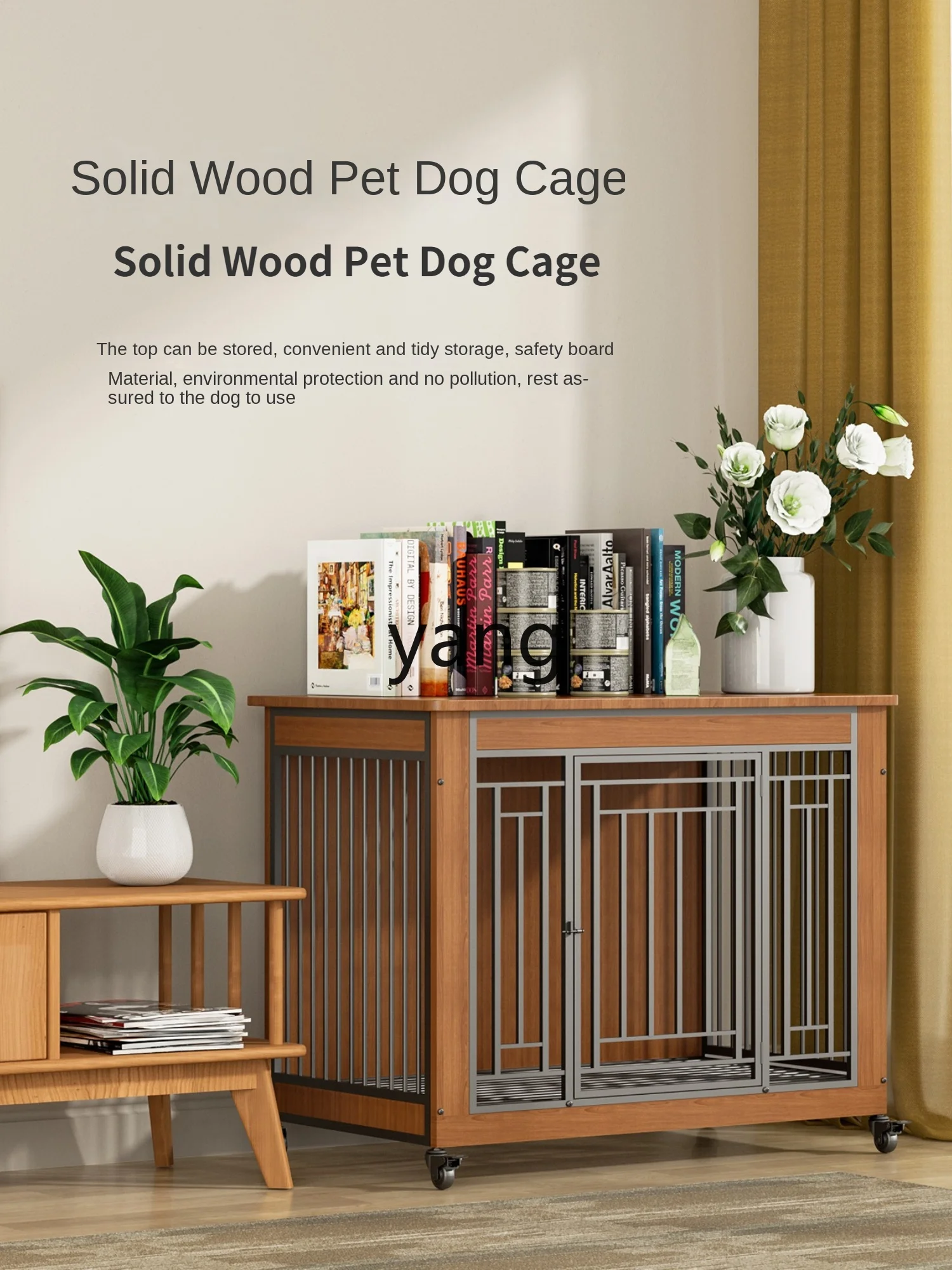 Yjq Solid Wood Dog Crate Small, Medium and Large Dogs High-Grade Wooden Pet Villa with Toilet Indoor