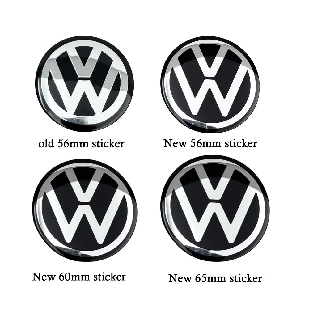 

4Pcs 56mm 60mm 65mm 3D New black silver Car Wheel Stickers Center Hub Cap Car Emblem Badge Decal For VW GTI R-Line