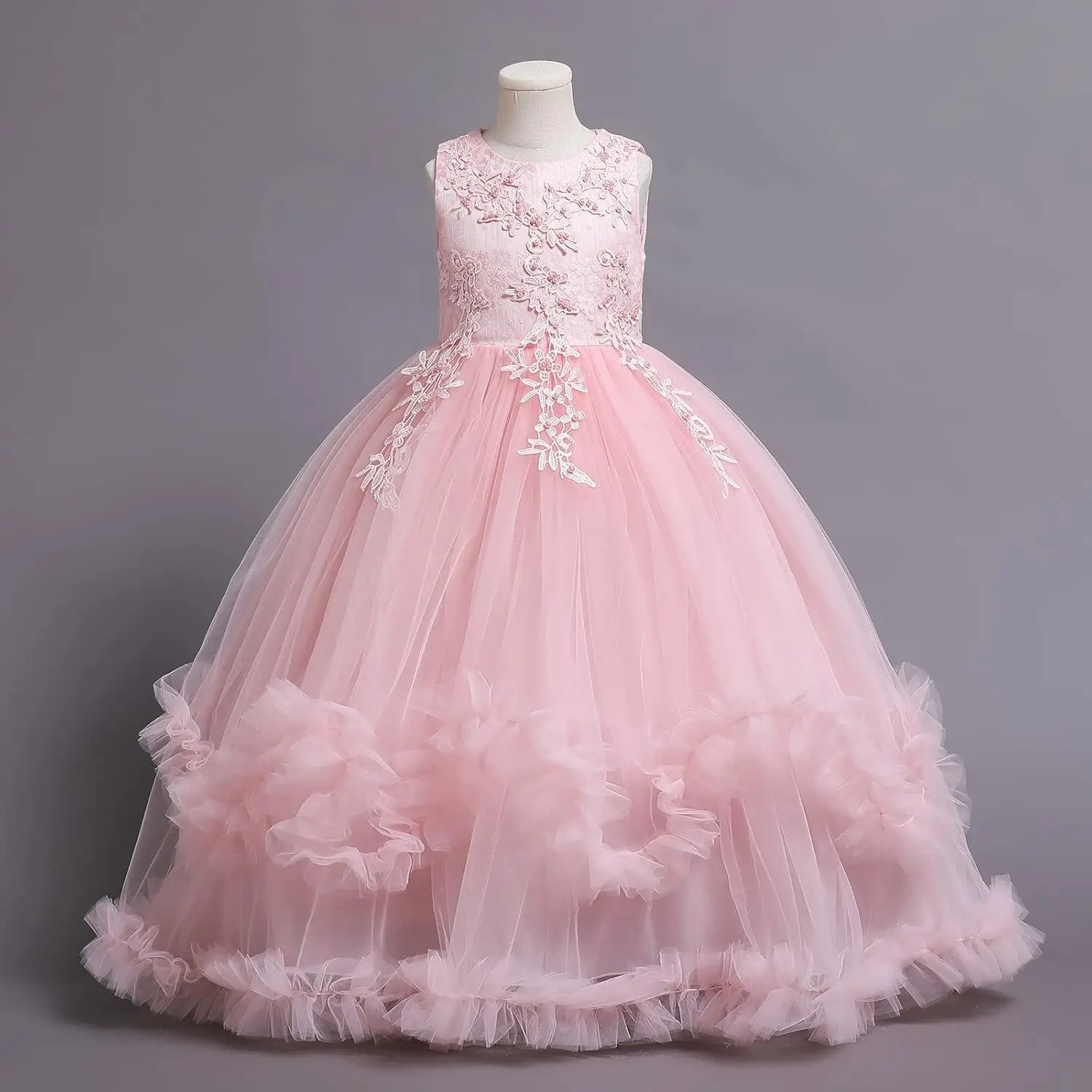 Flower Girl Princess Flower Bohemian Lace Embroidery Star Children's Dress Baby Party Evening Wedding Fluffy Communion Maxi Gown