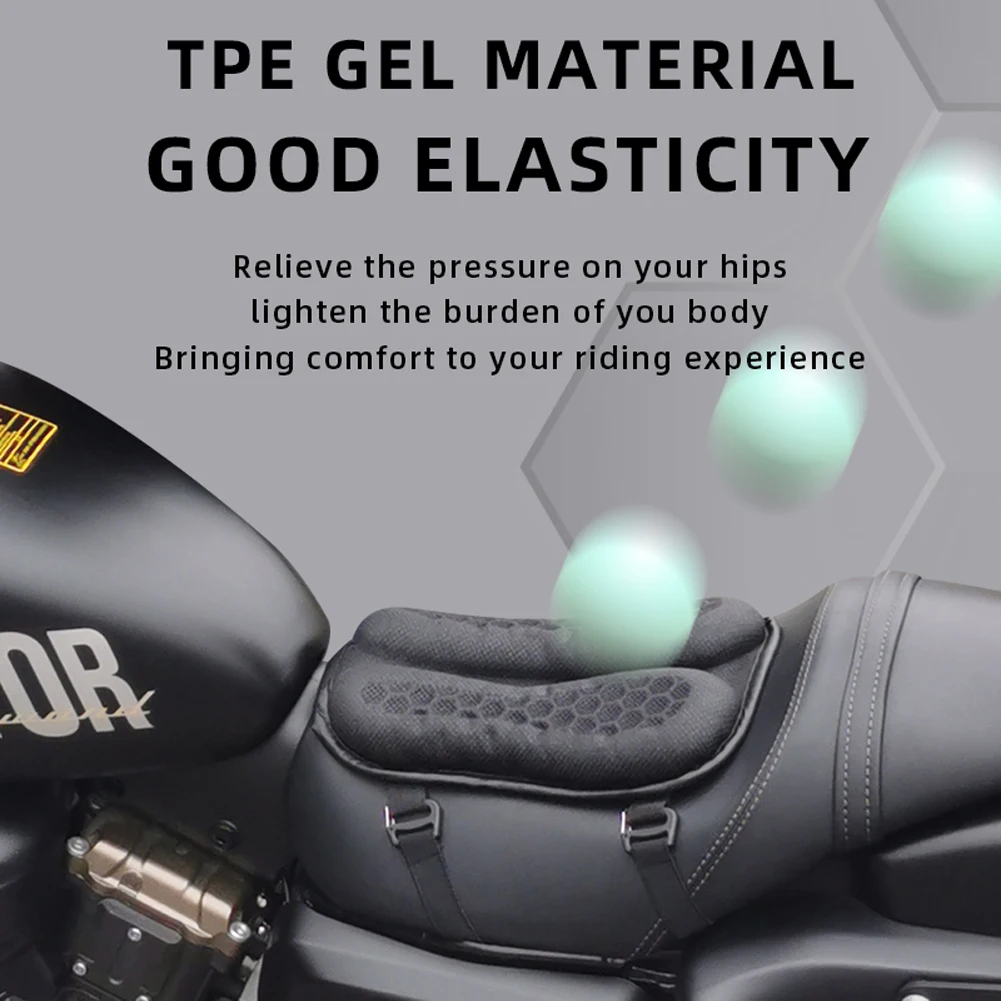 Motorcycle Seat Cushion Rear Seat Pads Breathable Air Cushion Shockproof Moto Saddle Cushion Slow Rebound Memory Gel Pad