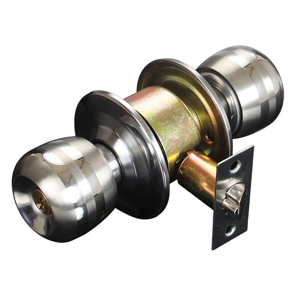 Ball Door Knob with Lock Round Door Knobs Stainless Steel Interior and Exterior Door Lock for Indoor Doors Bedroom Bathroom