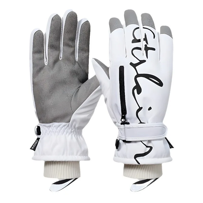 قفازات شتوية للرجال والنساء، قفازات تزلج على الجليد مقاومة للماء ودافئة للعمل في الهواء الطلق، والمشي لمسافات طويلة، وقفازات مخملية سميكة لركوب الدراجات #1