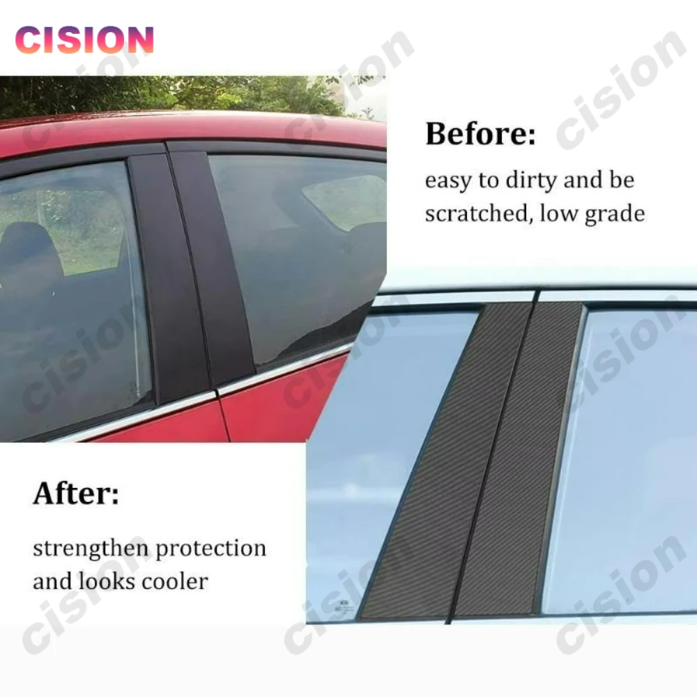 For Belgee X50 Car Door Frame Middle B C Pillar Post PC Sticker Glossy Black Carbon Fiber Chrome WIndow Cetner Column Cover Trim
