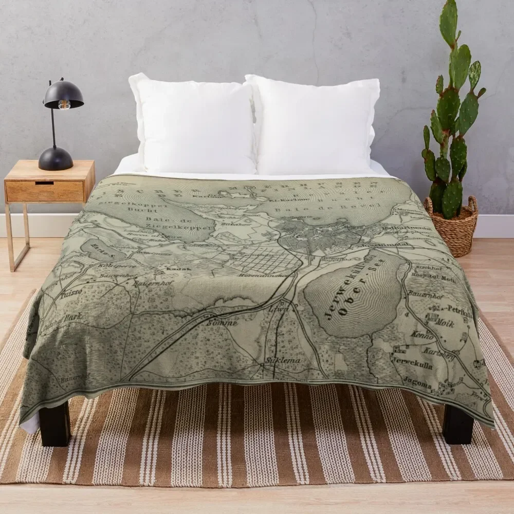 

Vintage Tallinn Estonia Map (1914) V.2 Throw Blanket Cute heavy to sleep Thermals For Travel Luxury St Blankets