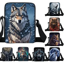 Howling Wolf Pattern Crossbody Bags Wolf Under The Moonlight borsa a tracolla da donna borsa a tracolla borsa a tracolla portachiavi borsa a libro