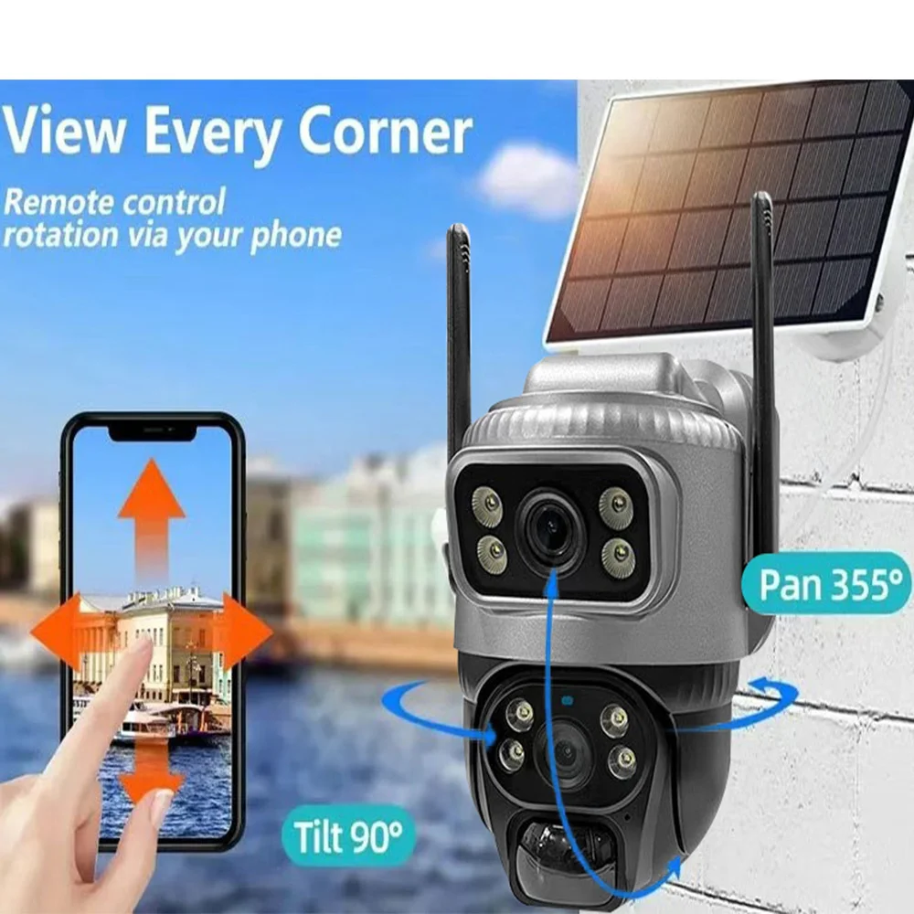 4G Solar Camera Outdoor PIR Human Detection Night Vision Waterproof Security Video IP Camara 8MP 4K Battery CCTV Monitor