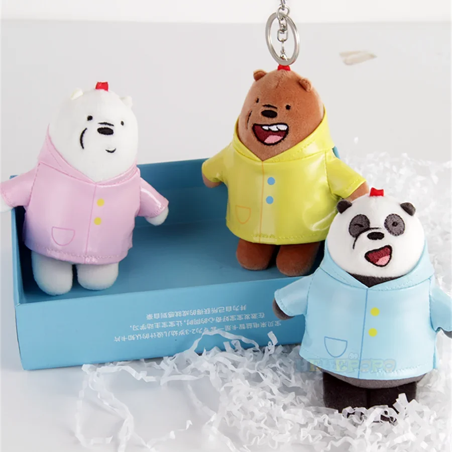 We Bare Bears Anime Figura Giocattoli di peluche Grizzly Panda Orso di ghiaccio Portachiavi Portachiavi Bambole di peluche Peluche Portachiavi Regalo per bambini