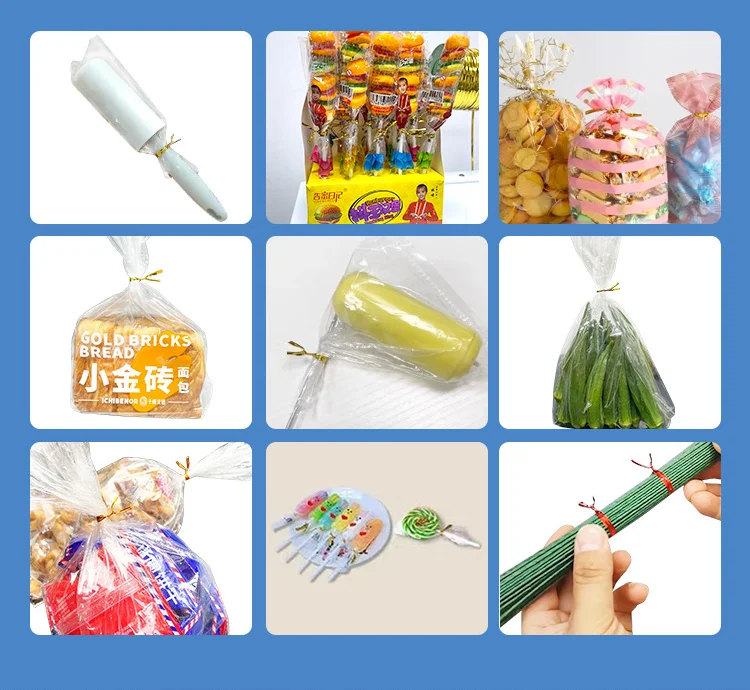 RZJ 3-28mm Touch Screen automatic Golden thread Binding Machine  Lollipops bread bagged candies ice cream cable tie machine