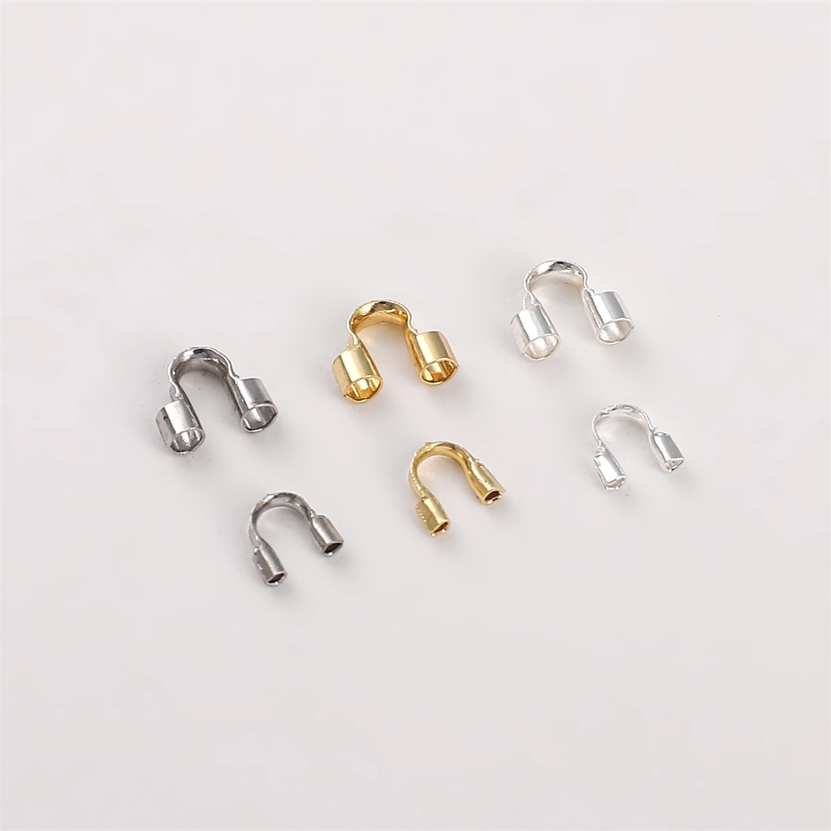 10/50pcs  Brass U Shape Wire Protector Connector Horseshoe Buckle Guard Wire End Clasps For DIY Craft Jewelry Making