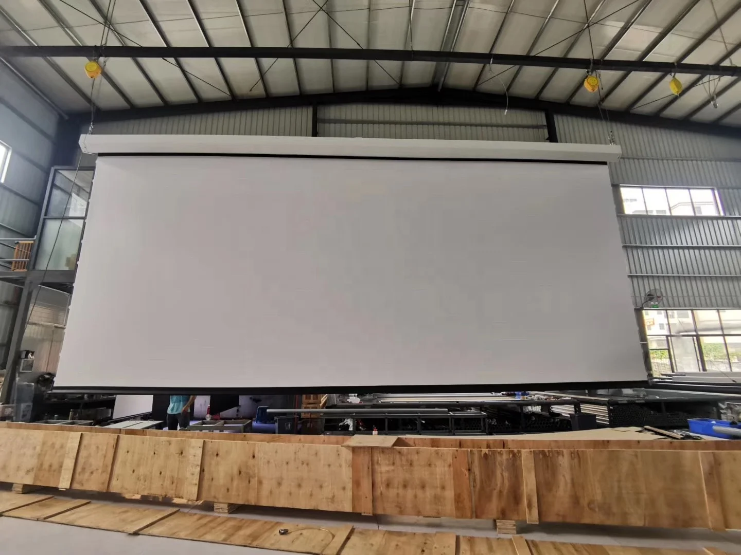 Commercial-Grade 300-inch Electric Projection Screen - Professional Auditorium & Conference Room Installation