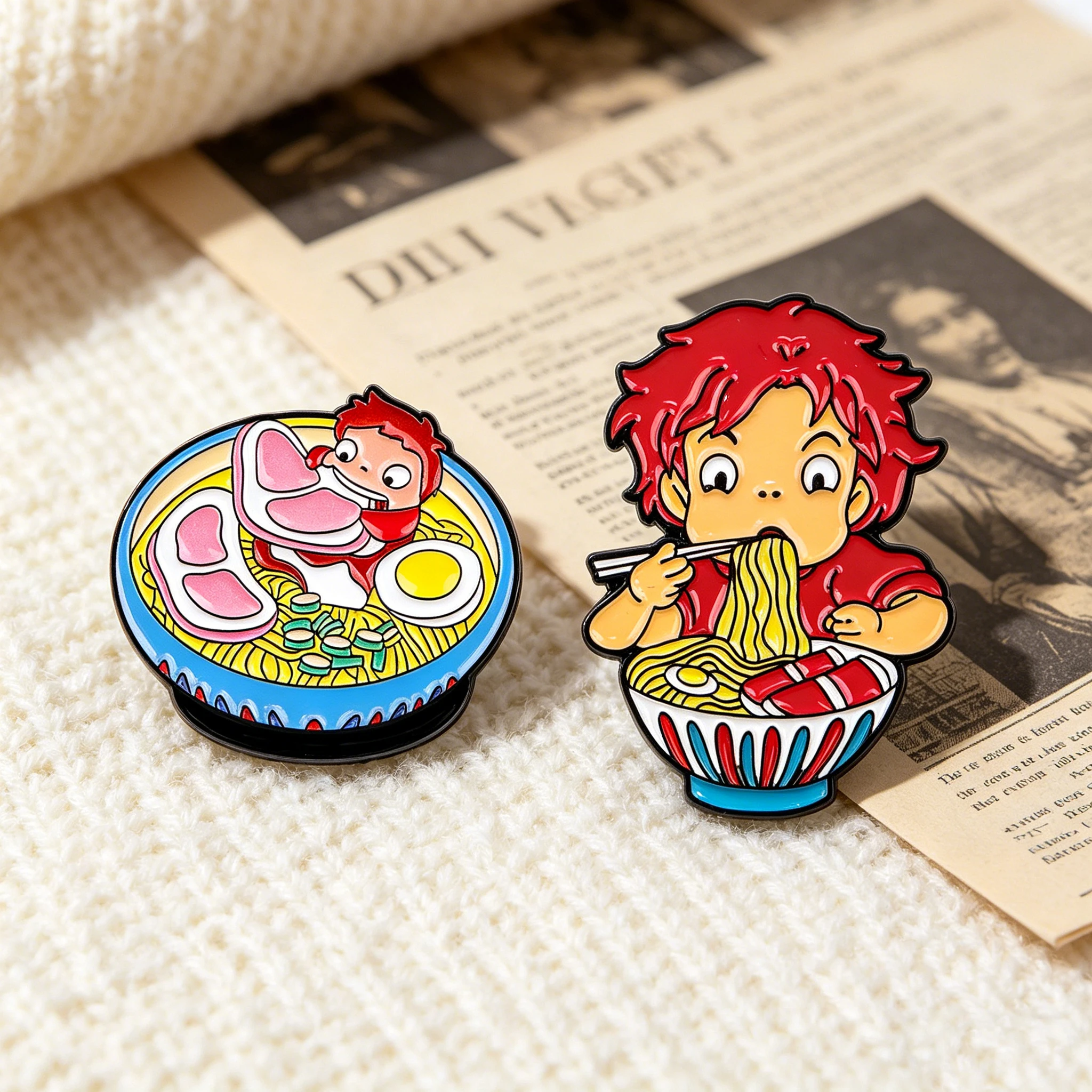 2er-Set Niedliche Anime-Fisch-Mädchen Emaille-Anstecknadeln für Rucksack, Damenbroschen, Hut- und Reversnadeln, Schmuck, Cosplay-Accessoires, Geschenke