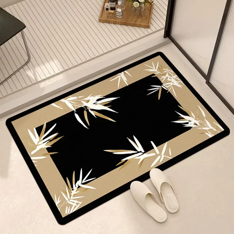 Chinese Style Bamboo Door Mat Minimalist Printed Living Room Bedroom Entrance Carpet Farmhouse Interior Decoration Carpet