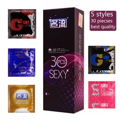 Mingliu 30pcs 5 Types In One Ultra Thin Condoms Sexy Latex Dots Pleasure Natural Rubber Condones Male Contraception Penis Sleeve