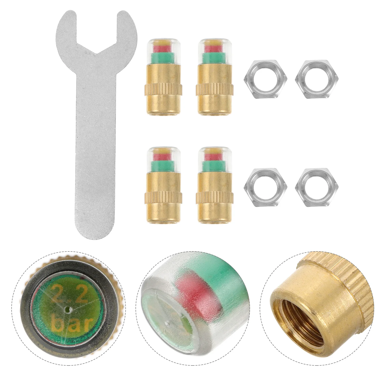 

4pcs Monitor Valve Stem 3 Colors Visual Pressure Indicator Universal Pressure Warning Caps Sensor Indicator Auto Valve Stem Caps