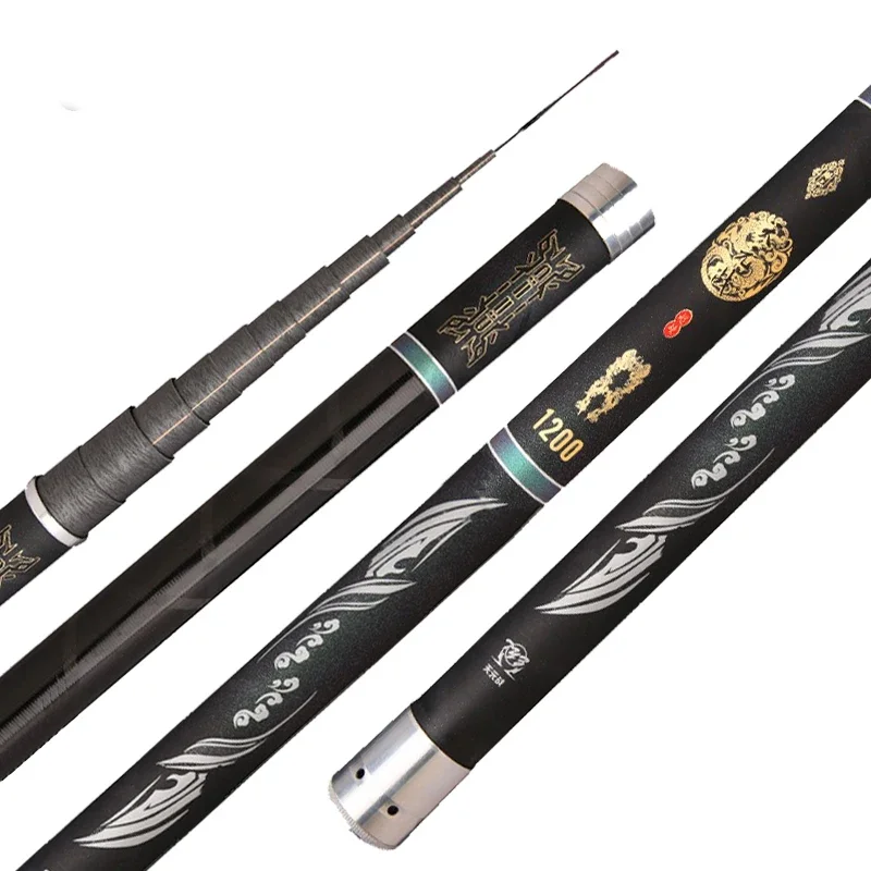 9M/10M/11M/12M/13M 19H Superhard Ultralight High Carbon Hand Fishing Rod High Quality Telescopic Stream Pole Carp Fishing Rod