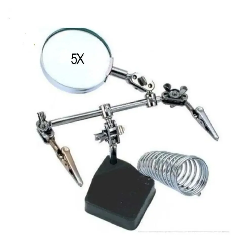 Welding Magnifying Glass Auxiliary Fixture with Soldering Iron Stand Desktop Bracket Combined Maintenance Tool Table