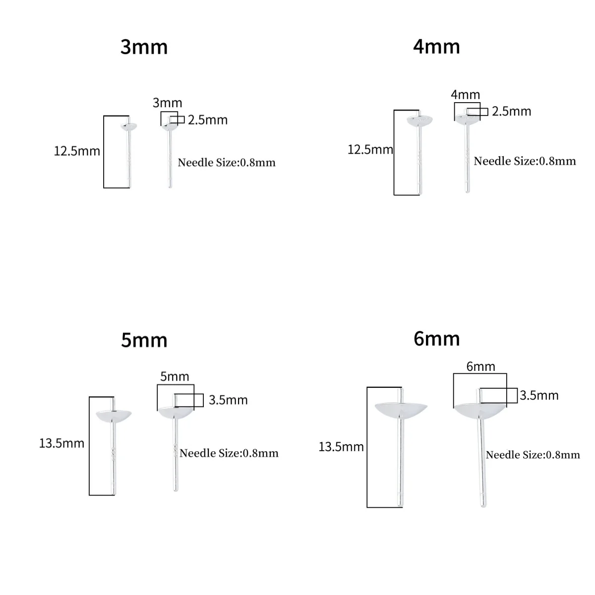 Free Shipping 10pair/lot Earring Needle S925 Silver Gold Plated Earring Plug for Handmade DIY Pearl Earring Accessorie Wholesale