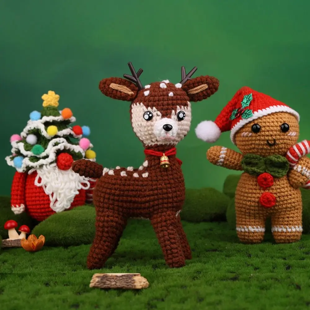 Jouets tissés au crochet faits à la main du père Noël, jouets de Noël, esprit, bonhomme de neige, tissage de cerf, beurre de Noël