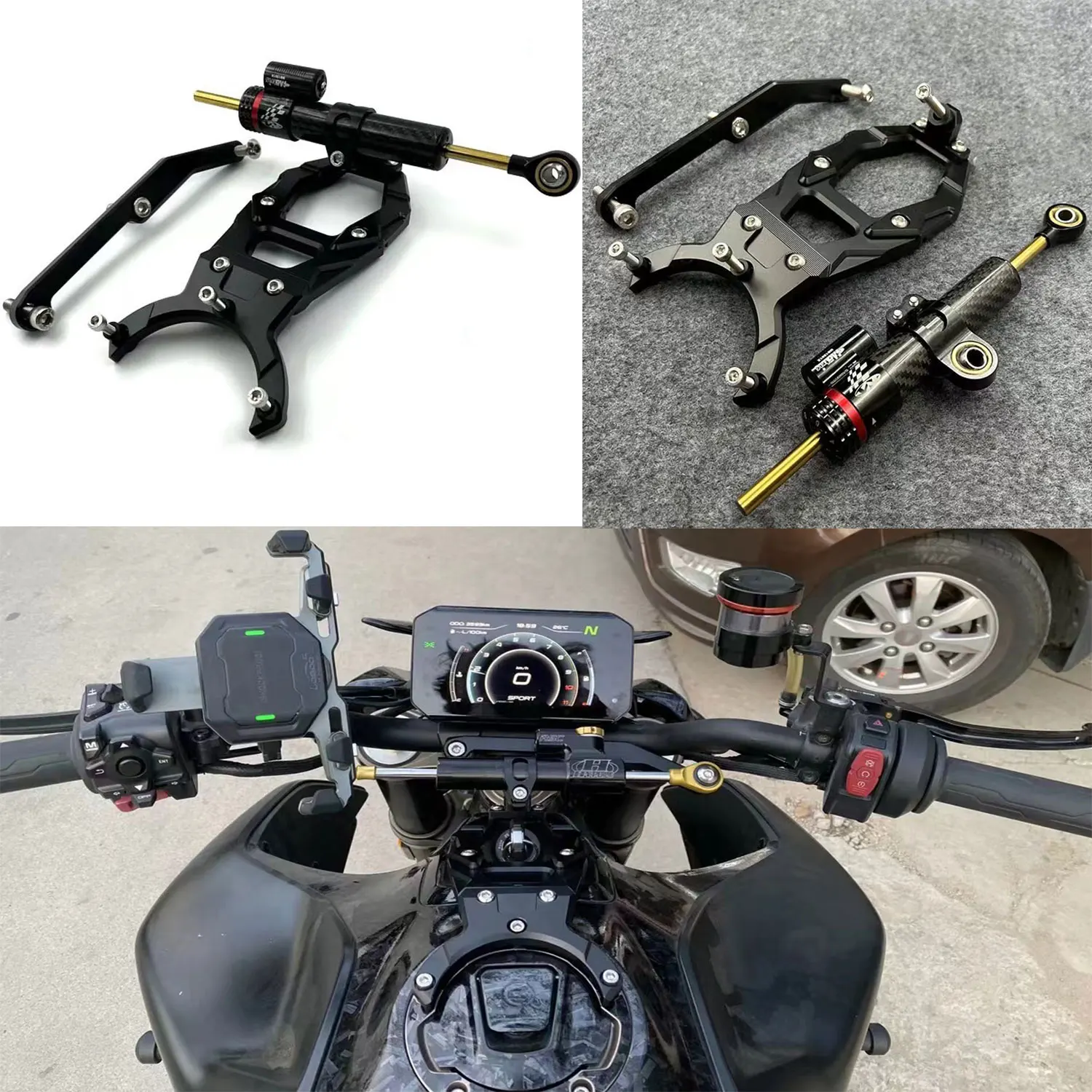 

For CFMOTO 800NK NK800 800 NK Adjustable Steering Damper Stabilizer Motorcycle Accessories Black Carbon