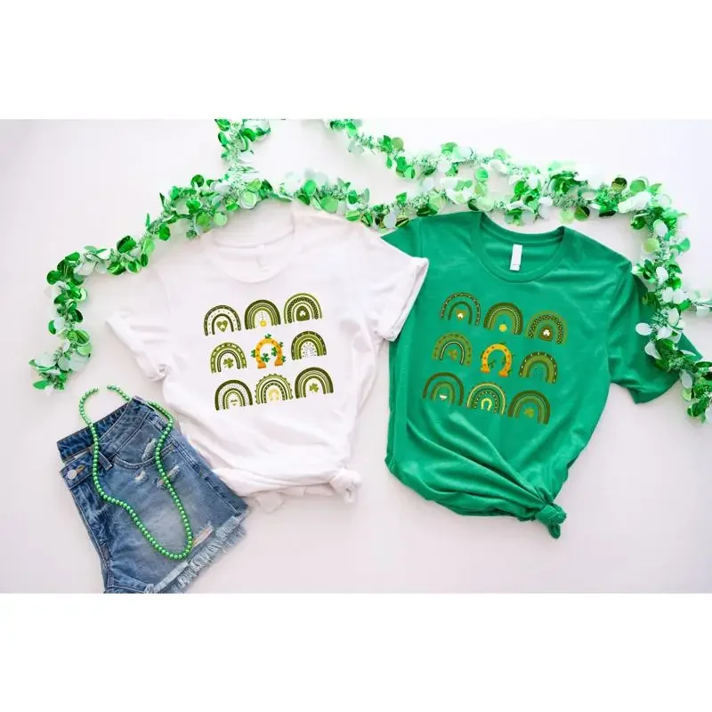 Cute St Patricks Day T Shirt Lucky Shamrock Four Leaf Clover Irish GifT Pattys Happy
