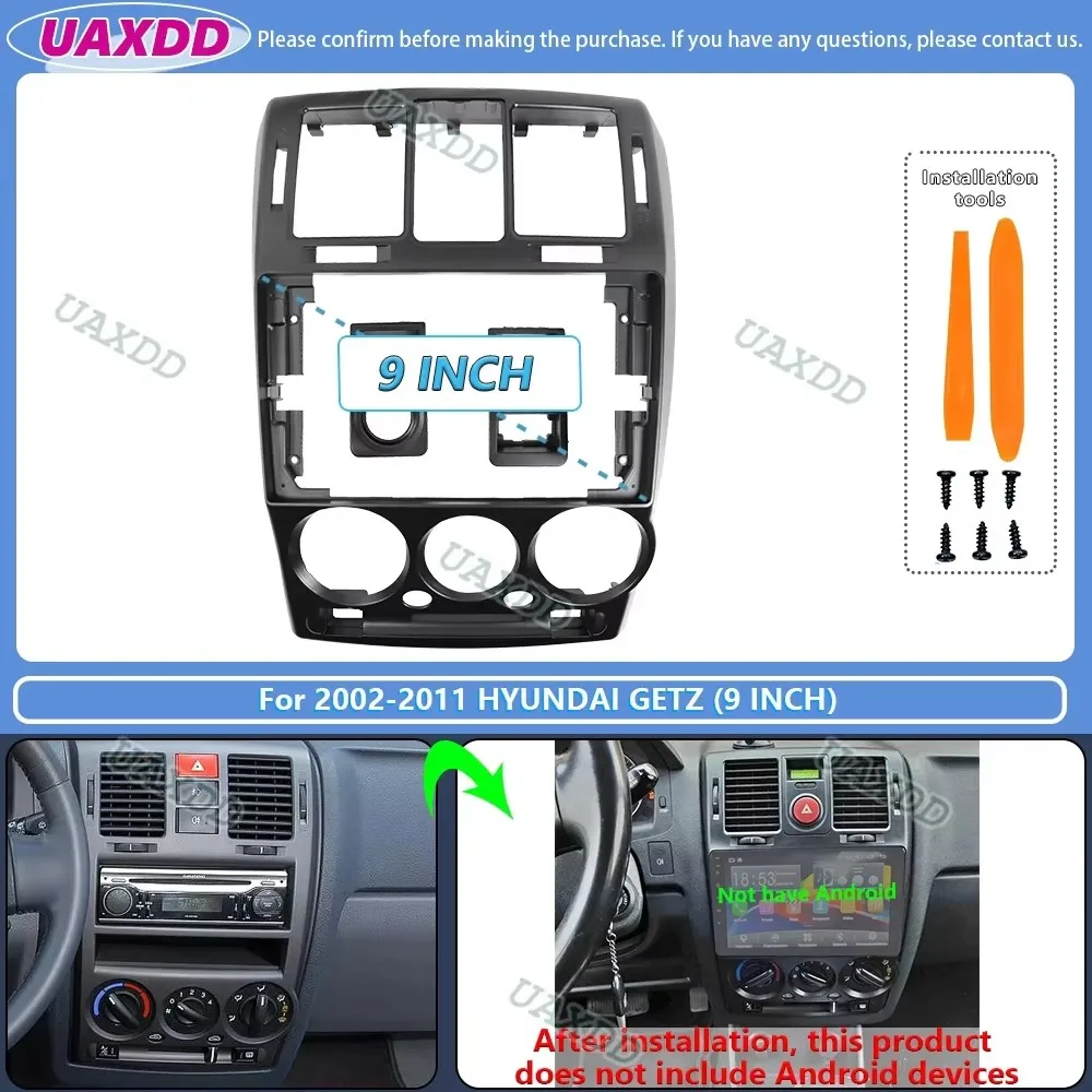 For 2002-2011 Hyundai GETZ 9inch 2 Din Car stereo radio Android frame panel fascia cable video harness adapter player dashboard