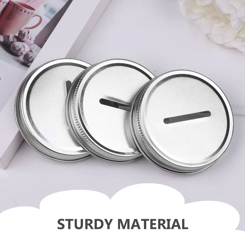

8Pcs Metal Coin Slot Lids for Mason Jars Wide Mouth Tinplate Piggy Bank Bill Storage Change Container Jar Covers