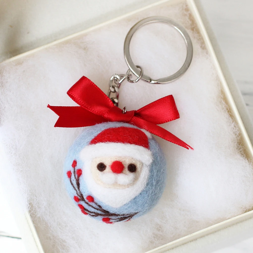 

DIY Wool Felt Keychain Kit Christmas Reindeer Santa Claus Handmade Purse Charm Backpack Charm Car Keyring Holder Holiday Gift