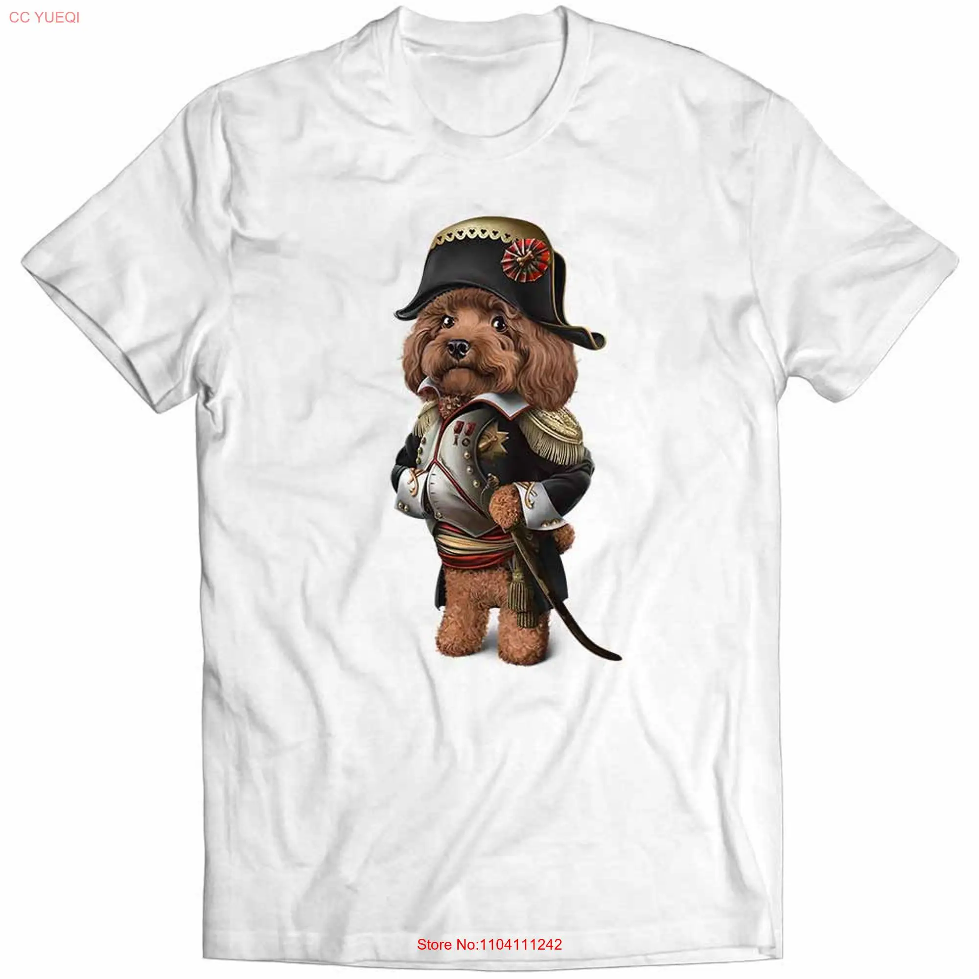 Poodle Dog as Napoleon Bonaparte of France  Boys and Girls Youth T Shirt PrintStarT long or short sleeves