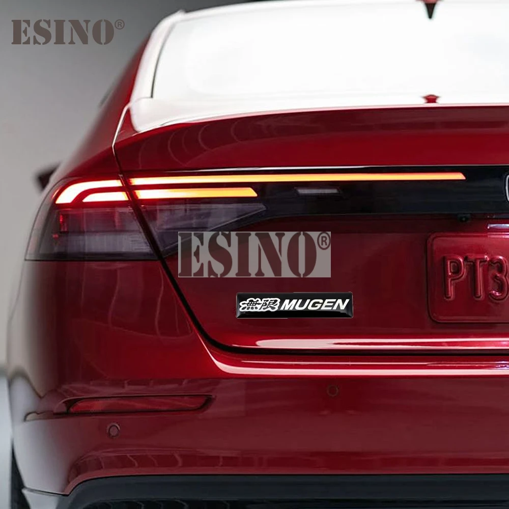 2 × تصفيف السيارة ثلاثية الأبعاد تصفيف السيارة الألومنيوم الغراء ملصق مائي صندوق السيارة شعار شارة لاصقة للسيارة لـ Mugen