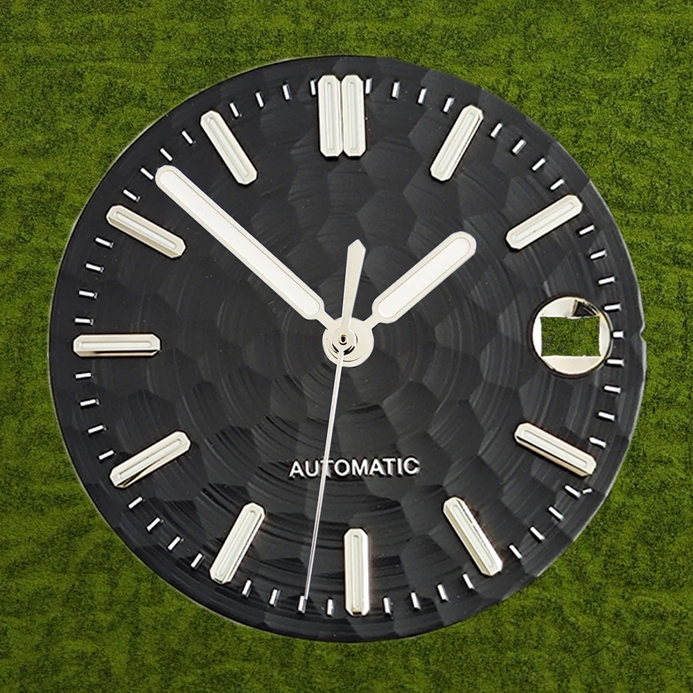 28.5cm ハニカムテクスチャ DIY 腕時計文字盤 グリーン夜光文字盤 NH35/NH36 機械式ムーブメント腕時計改造アクセサリー