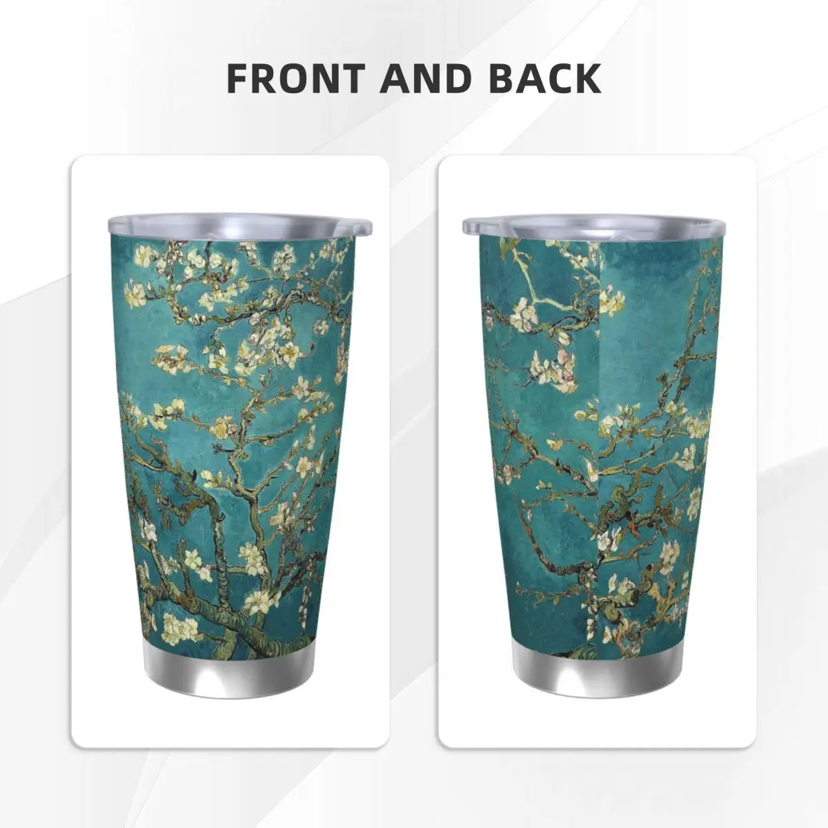 Van Gogh Restored Blossoming Almond Tree Insulated Tumbler with Straws Lid Vacuum Coffee Mugs Office Home Car Bottle Cup