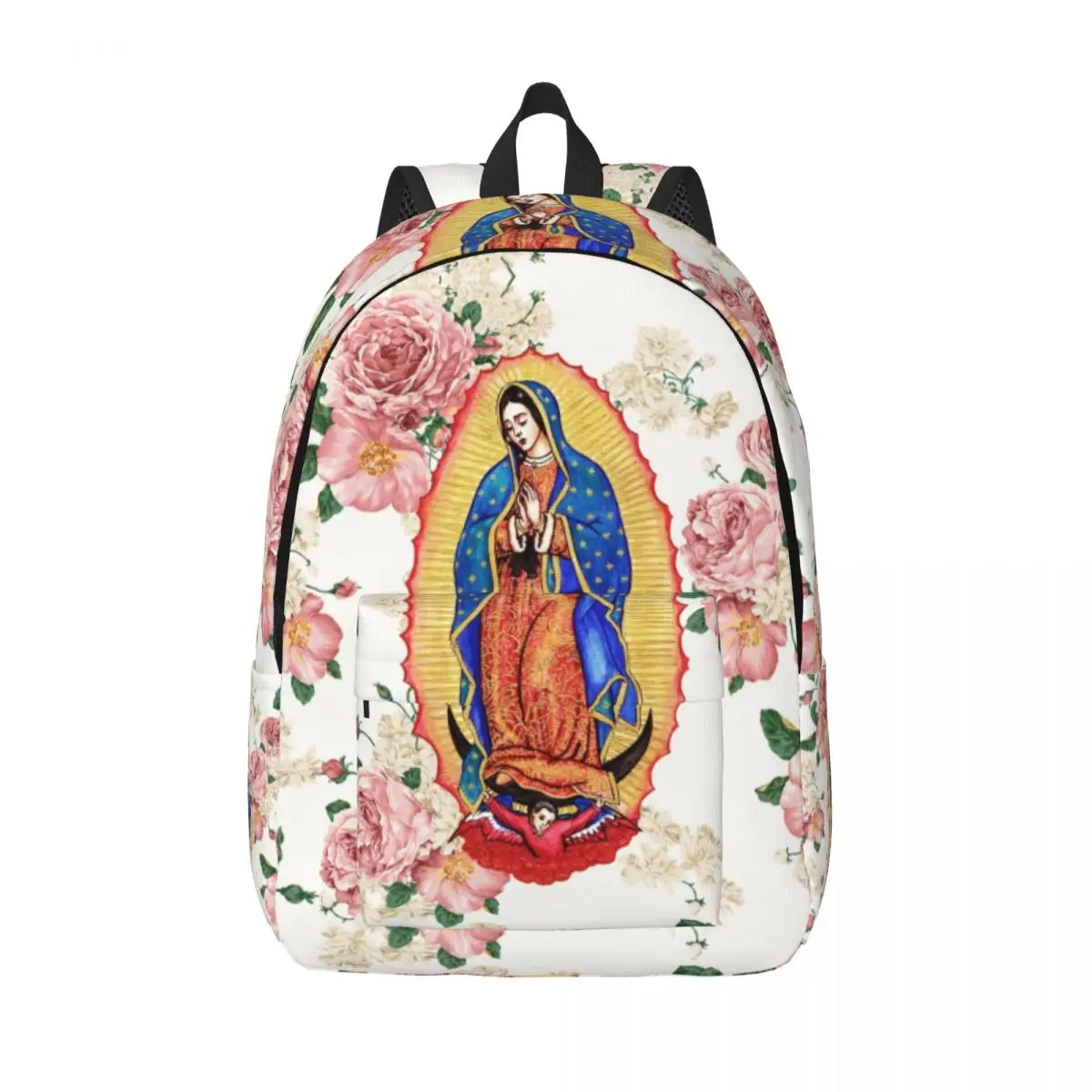 Virgin Of Guadalupe Canvas Backpack for Women Men Water Resistant College School Mexico Catholic Virgin Mary Bag Print Bookbags