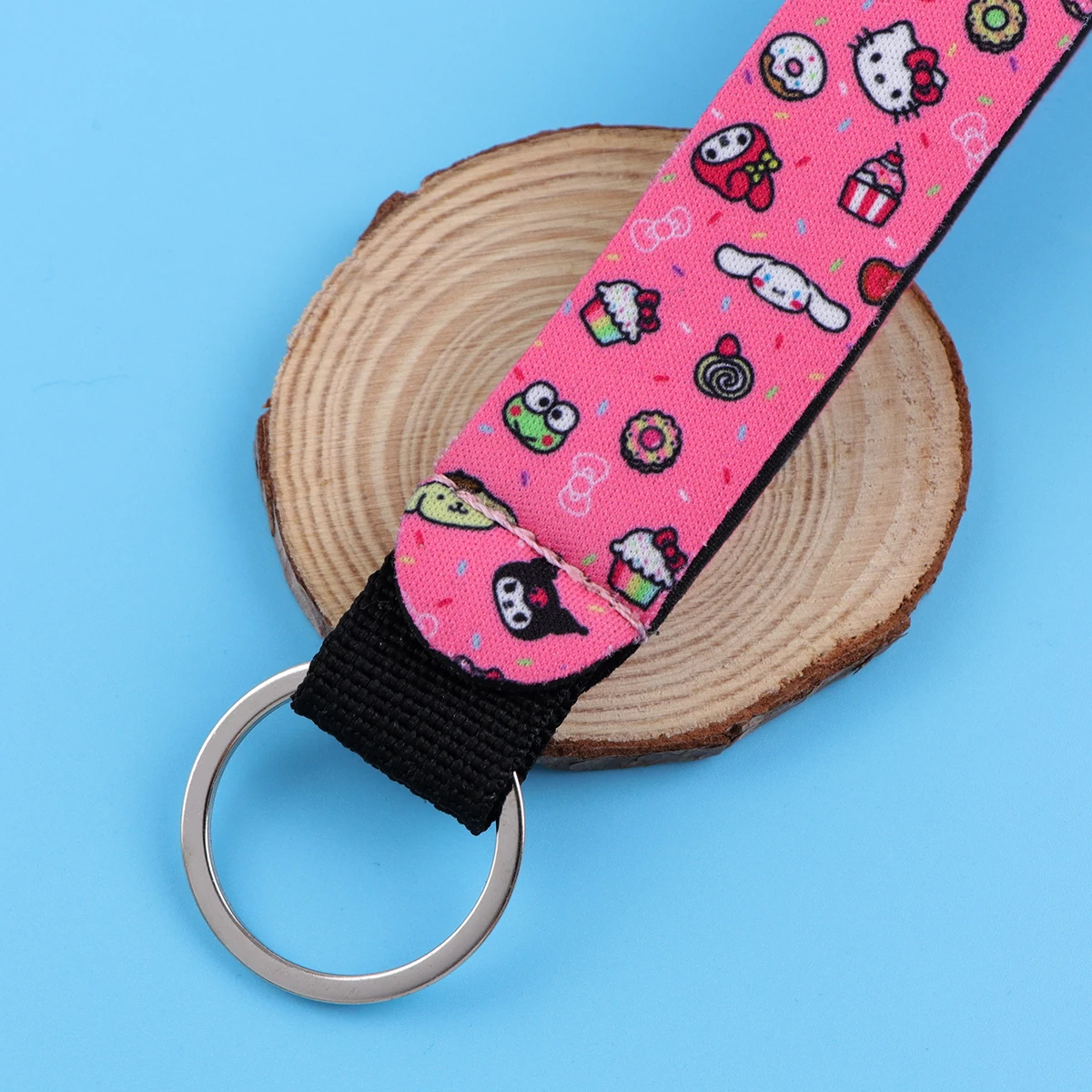 Cinturini da polso per cani con coniglio rosa Kawaii Cartoon Donna Ragazza Portachiavi Portachiavi Portachiavi per accessori per catena da polso per auto