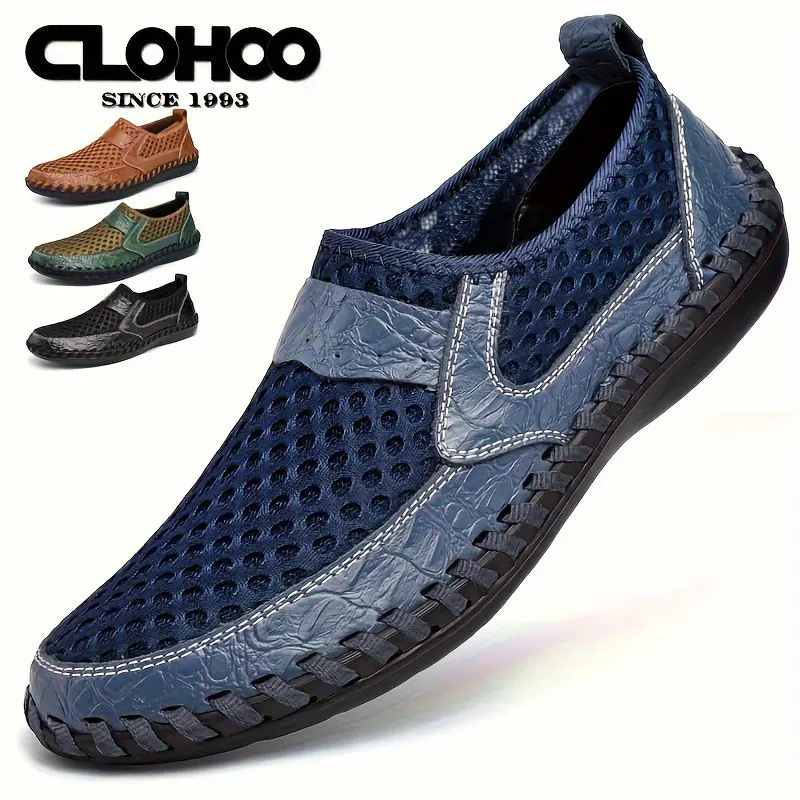 CLOHOO Hand-Sewn Casual Mesh Men's Shoes Comfortable Breathable Upper Fabric Durable Stitching Lightweight Footwear