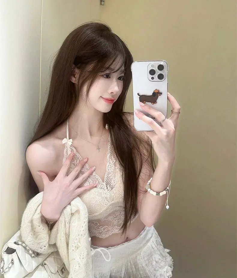 مثير الدانتيل تانك الأعلى المرأة الخامس الرقبة الرافعة منصات الفراشات الجمال الظهر الصدرية سترة الحلو جوفاء الدانتيل ملابس داخلية غير رسمية #2