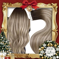 Laavoo Tape in Extensions Remy Human Hair 20P&40P Natural Straight Hair Double Sided Adhesive Tape in Human Hair Skin Weft Hair