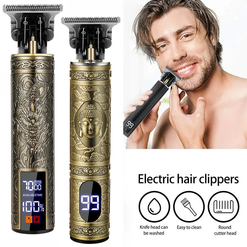 Cordless T9 Hair Clipper With 4 Guide Combs Cleaning Brush USB C Cable Rechargeable Beard Shaver For Men Kids Quiet Motor