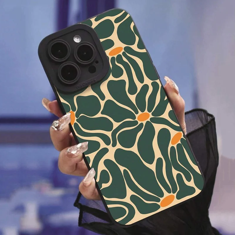 

Floral & Geometric Patchwork Pattern Phone Case for iPhone XR XS Max 13 12 11 Pro Max 7 8 Plus 16 15 14 Pro SE2 16E Soft Cover