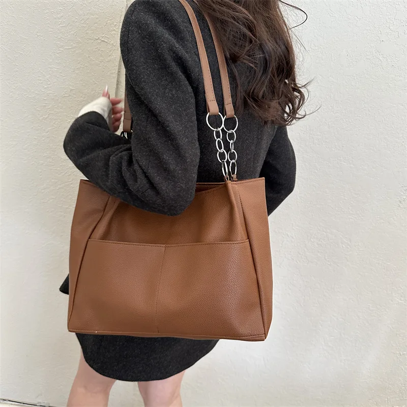 

Autumn And Winter New Casual Versatile Women's Tote Bag Simple And Fashionable Shoulder Bag Retro Large Capacity Handbag