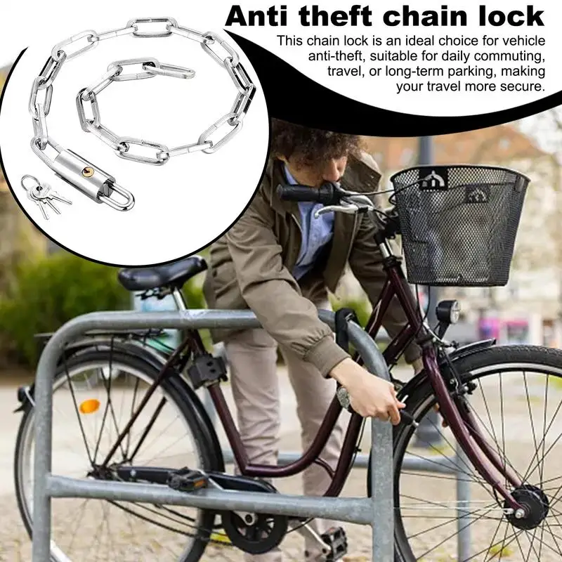 Heavy Duty Bike Lock Steel Bike Lock Anti-Theft Chain Lock Extra Long Security Chain Thick Heavy Duty Bike Accessories for Gate